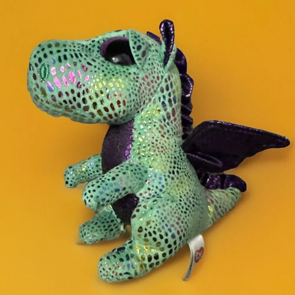 2015 Ty Beanie Boos Cinder Green Rainbow Dragon 9